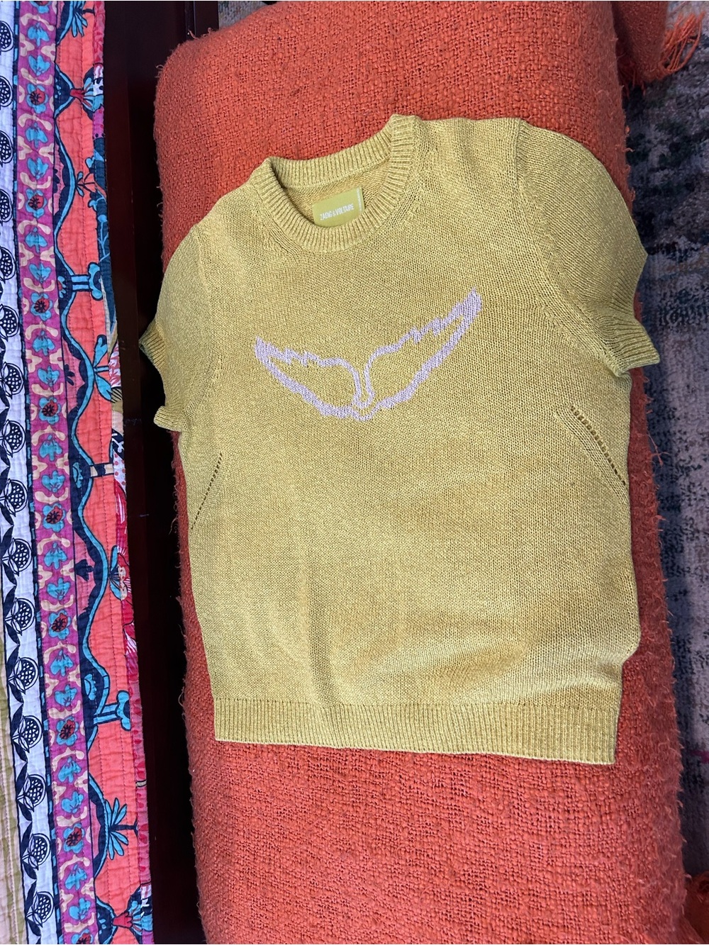 ZADIG & VOLTAIRE lightweight knit short sleeve sweater.